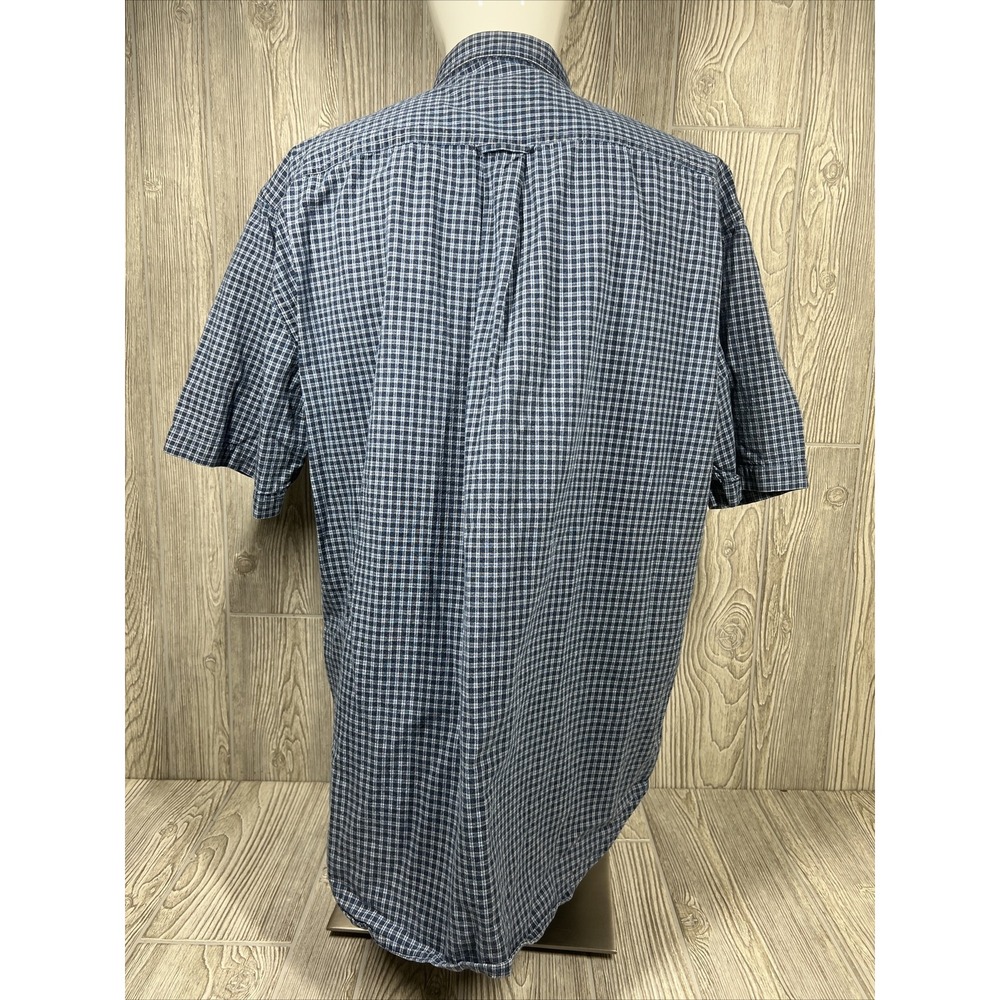 Eddie Bauer Blue Plaid Button Down Collared Short‎ Sleeve Shirt Casual Mens SZ L - Picture 2 of 8